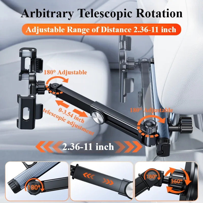Hipacool Car Phone Holder Tablet Seat Back Stand Headrest Back Seat with 360° Rotatable for 4.7-12.9" for iPhone iPad Universal