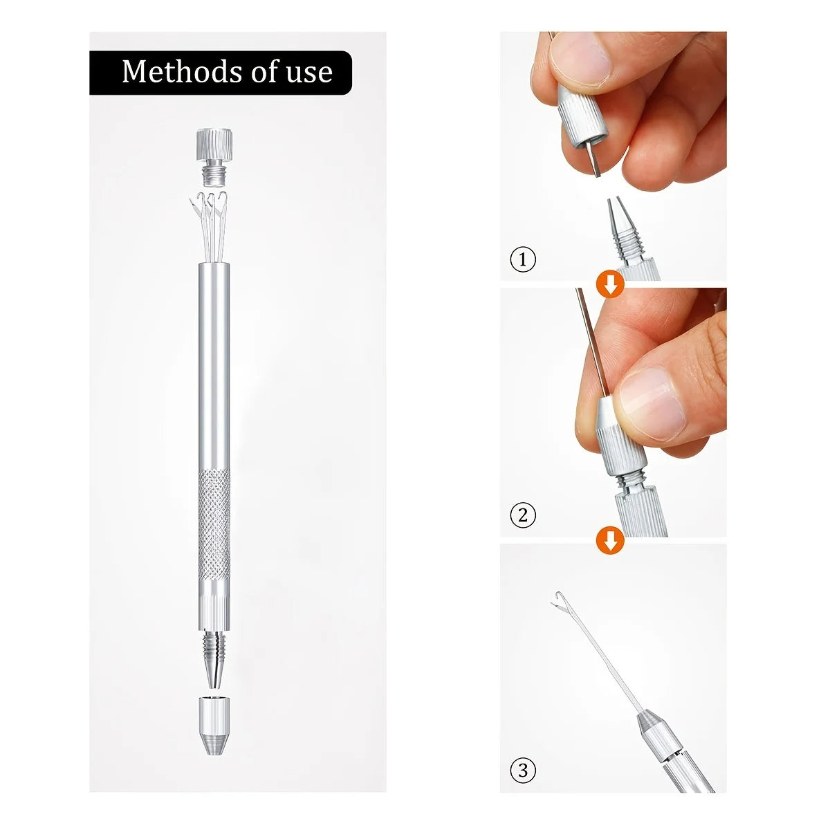 3-in-1 Hair Extension Tools  Includes Knitting Needles and Holder for Beads Dreadlock Wig Hair Extensions Lace Wig Making