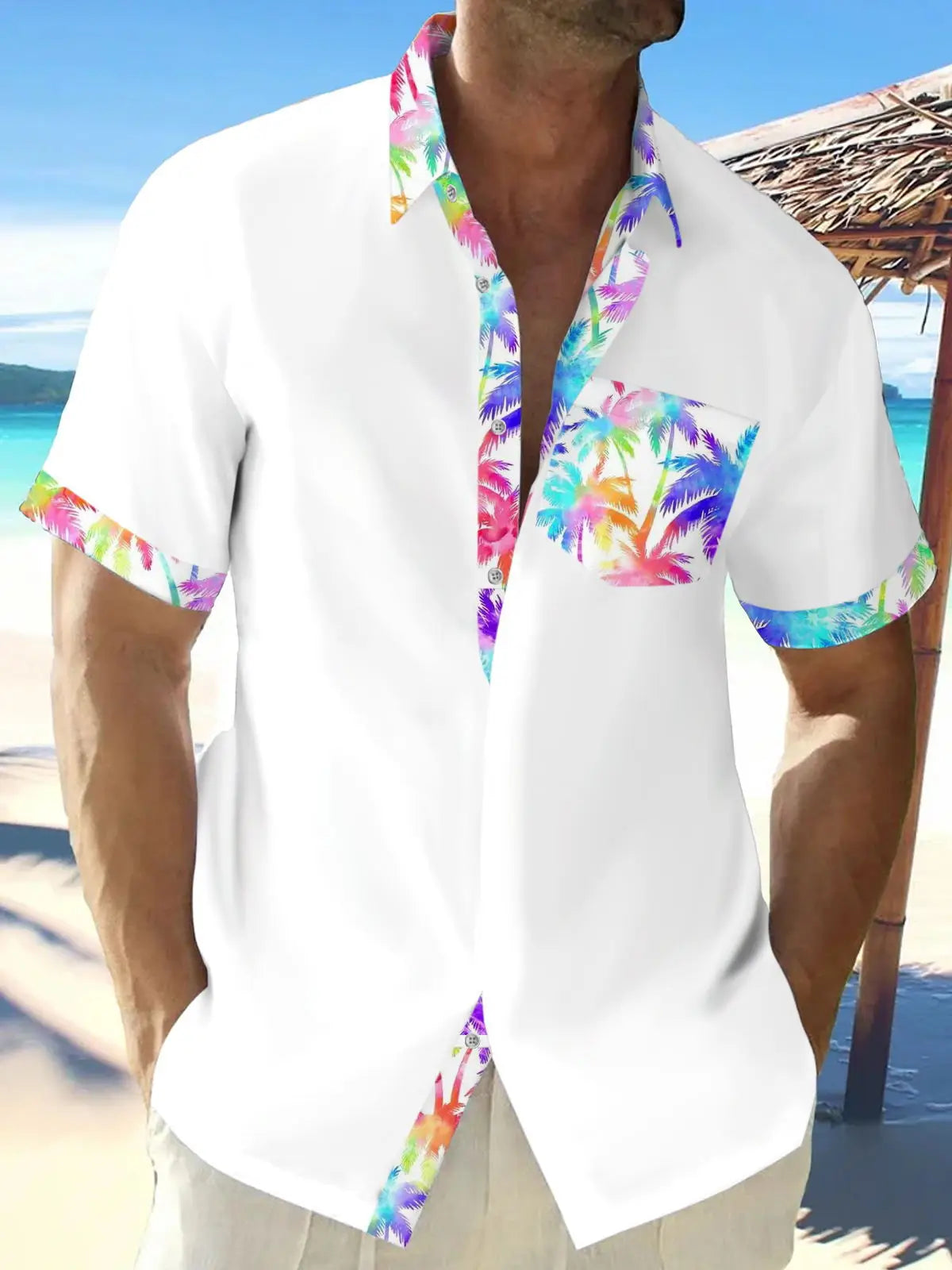 Men's shirts, button up shirts, casual shirts, spring and summer, printed short sleeves, daily, fashionable, comfortable