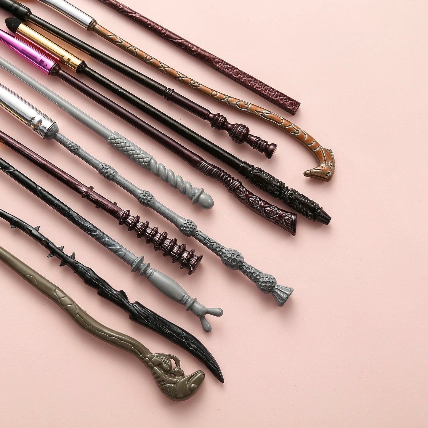 11pcs Harry Potter Series Wand Makeup Brush Set Vintage Metal Makeup Brush Eyeshadow Brush Birthday Party Gift Professional Eye