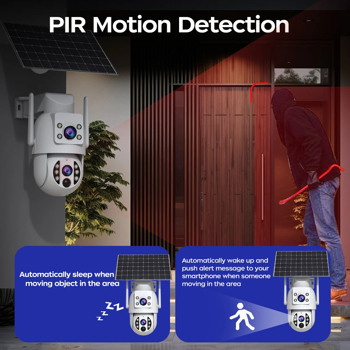 JOOAN 4K Solar Security Camera Wireless Outdoor Dual Lens Solar IP Camera PIR Color Night Vision Auto Tracking Battery CCTV Cam