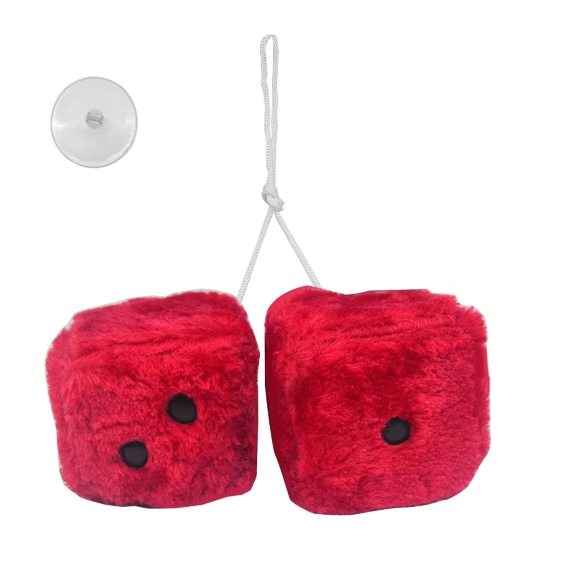QM82 Car Hanging Furry Dice Car Dice Car Hanging Furry Dice Hanging Fuzzy Dice Plush Car Pendant Pair of Hanging Couple