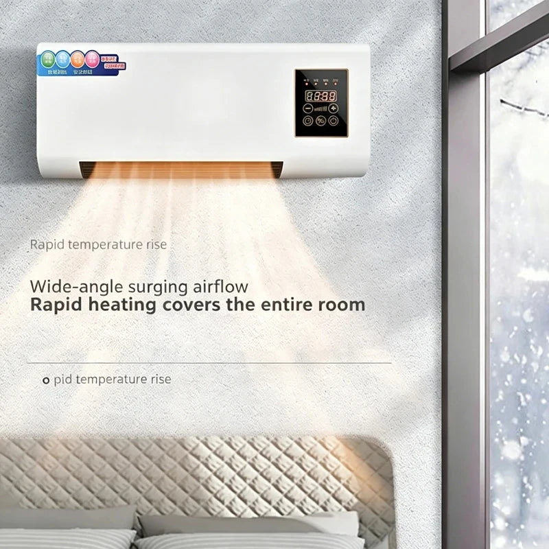 Electric Air Conditioner Fan Wall Mount Easy Temperature Timer Heating and Cooling Fan Space Heater Fan with Remote Control