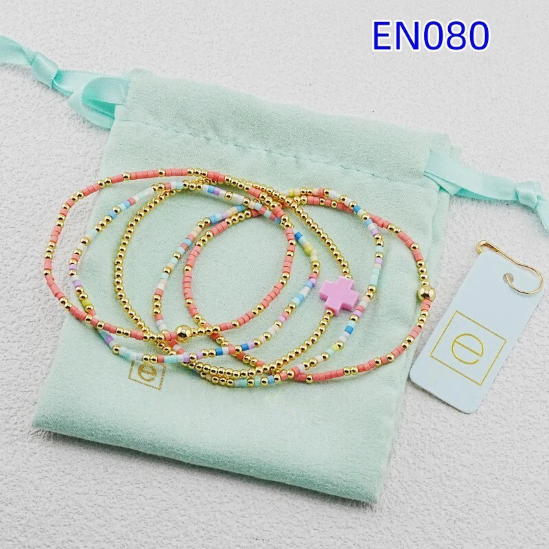 VKVVA Fashion Jewelry Pink Cross Gold-plated Bracelet Set total 5pcs Women Birthday Gifts, Unique Gift