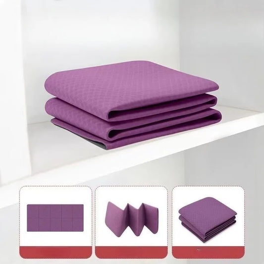 TPE Folding Yoga Mat Sports Anti Slip Shock-absorbing Fitness Folding Mat High-density 6mm Portable Belt Wear-resistant Rest Mat