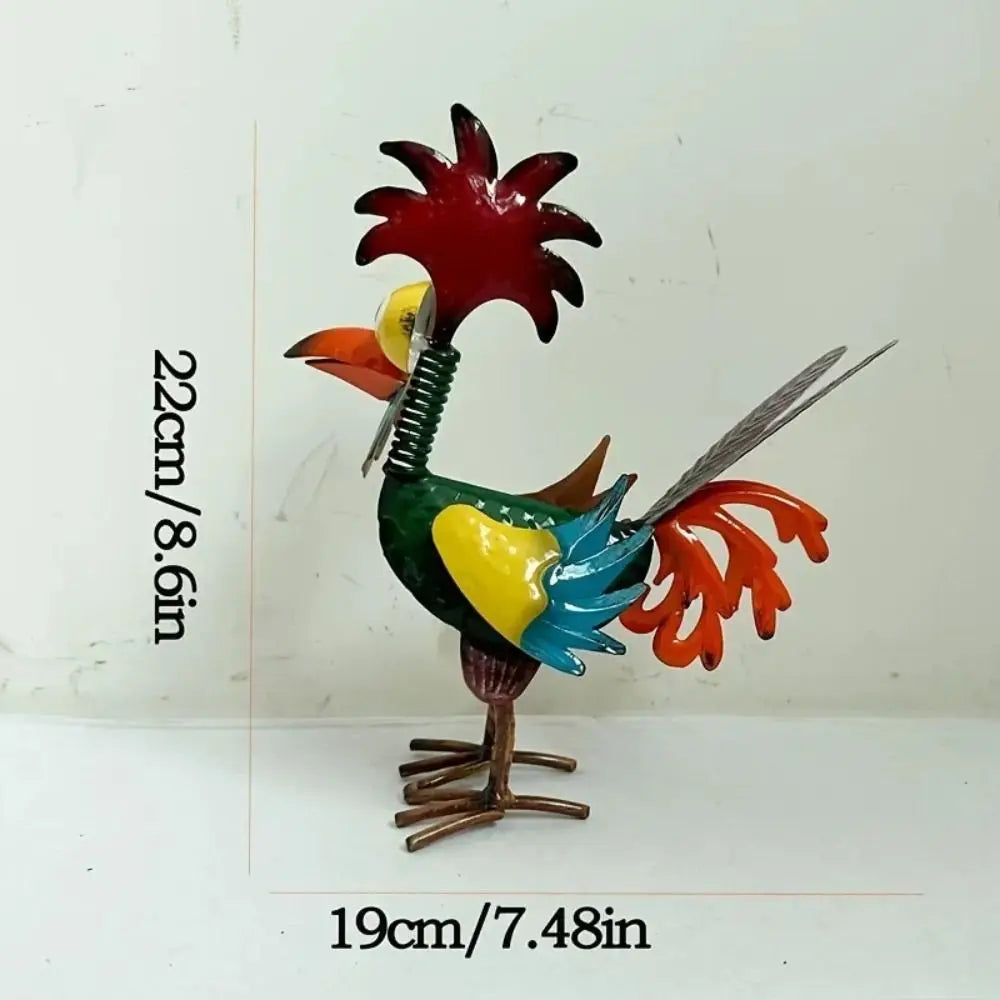 Funny Outdoor Decoration Garden Rooster Statues Yard Art Iron Chicken Sculpture Miniature Rustproof Cockerel Figurines for Home