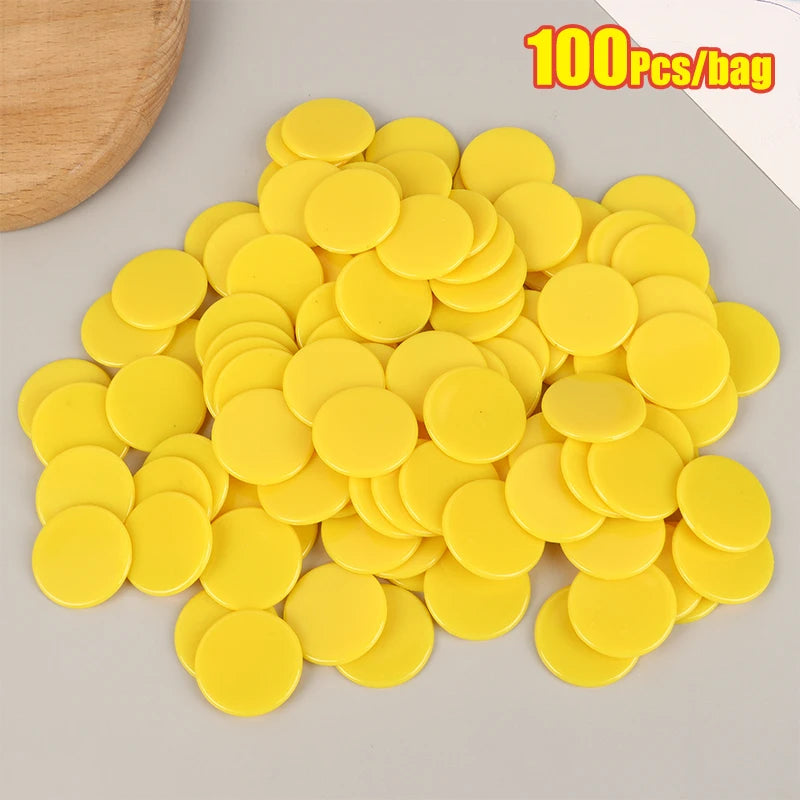 100Pcs 25MM Learning Education Math Toy Plastic Poker Chips Bingo Chip Markers Token Family Club Party Counting Toy