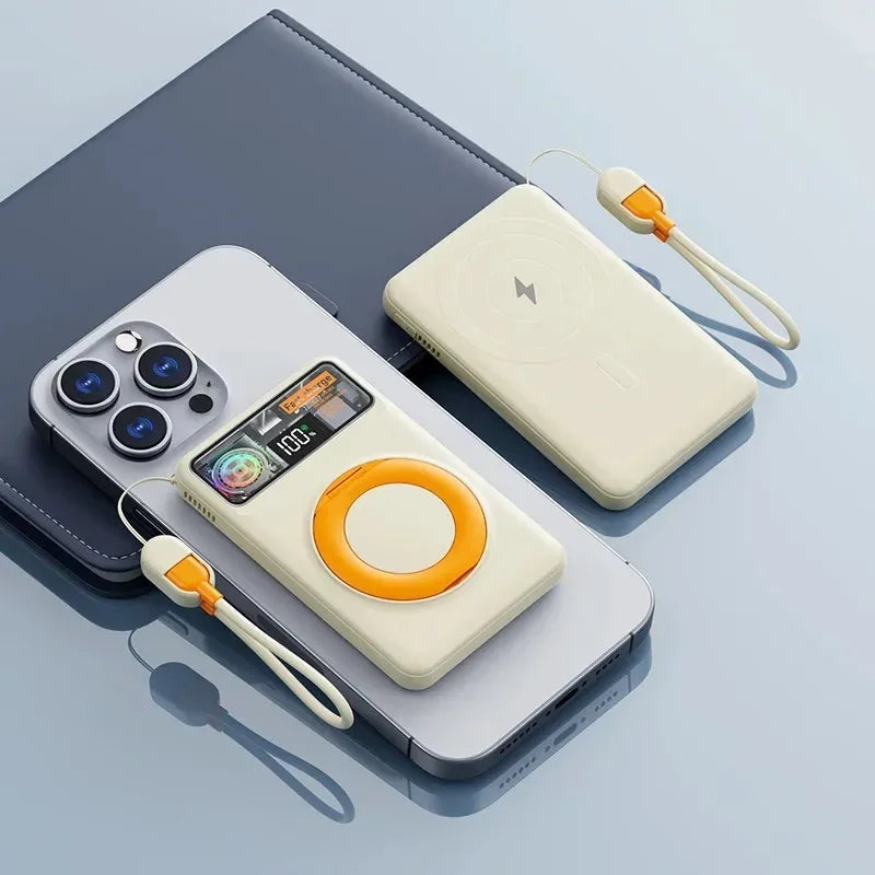 Lenovo10000mAh Magnetic Power Bank Portable Wireless Charger With Cable Fast Charging External Battery Stand For iPhone Xiaomi
