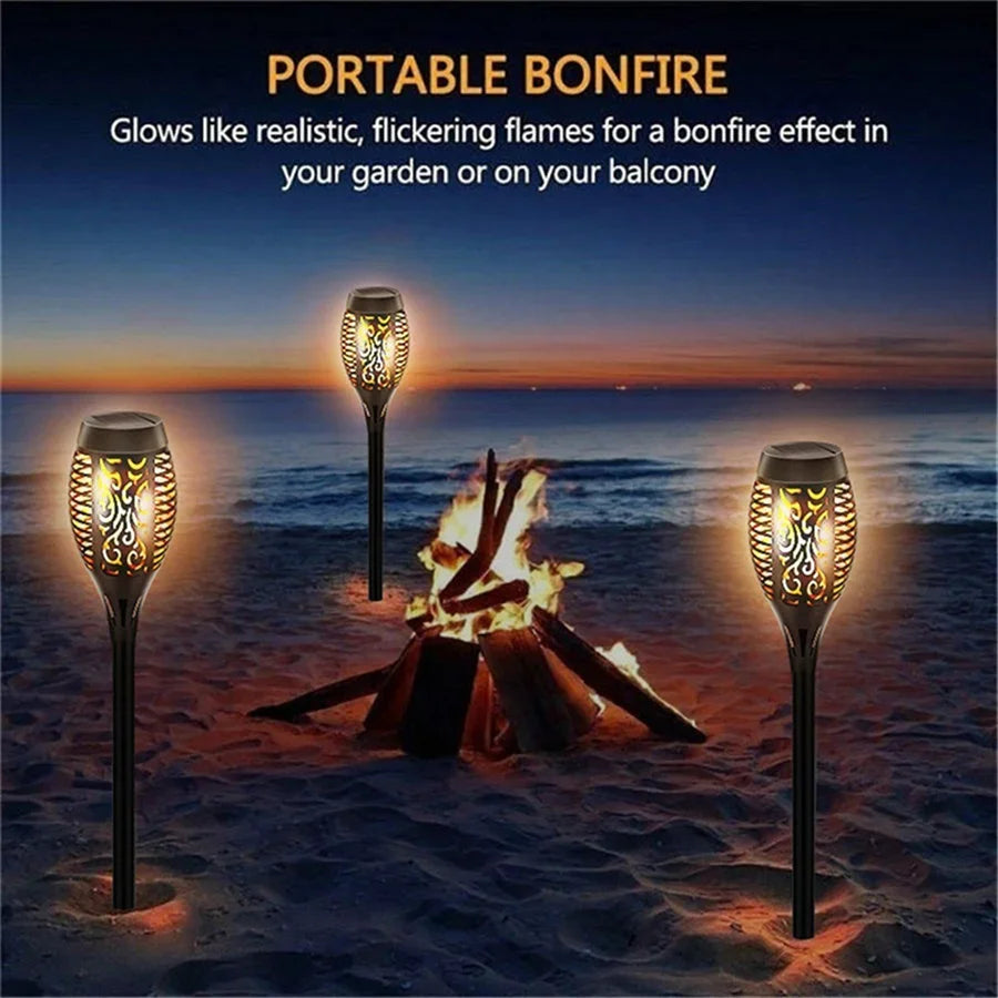 TIRVOSE 12LED Solar Garden Light Flickering Flame Landscape Lawn Lamps Waterproof Patio Lights Path Lighting Outdoor Solar Light