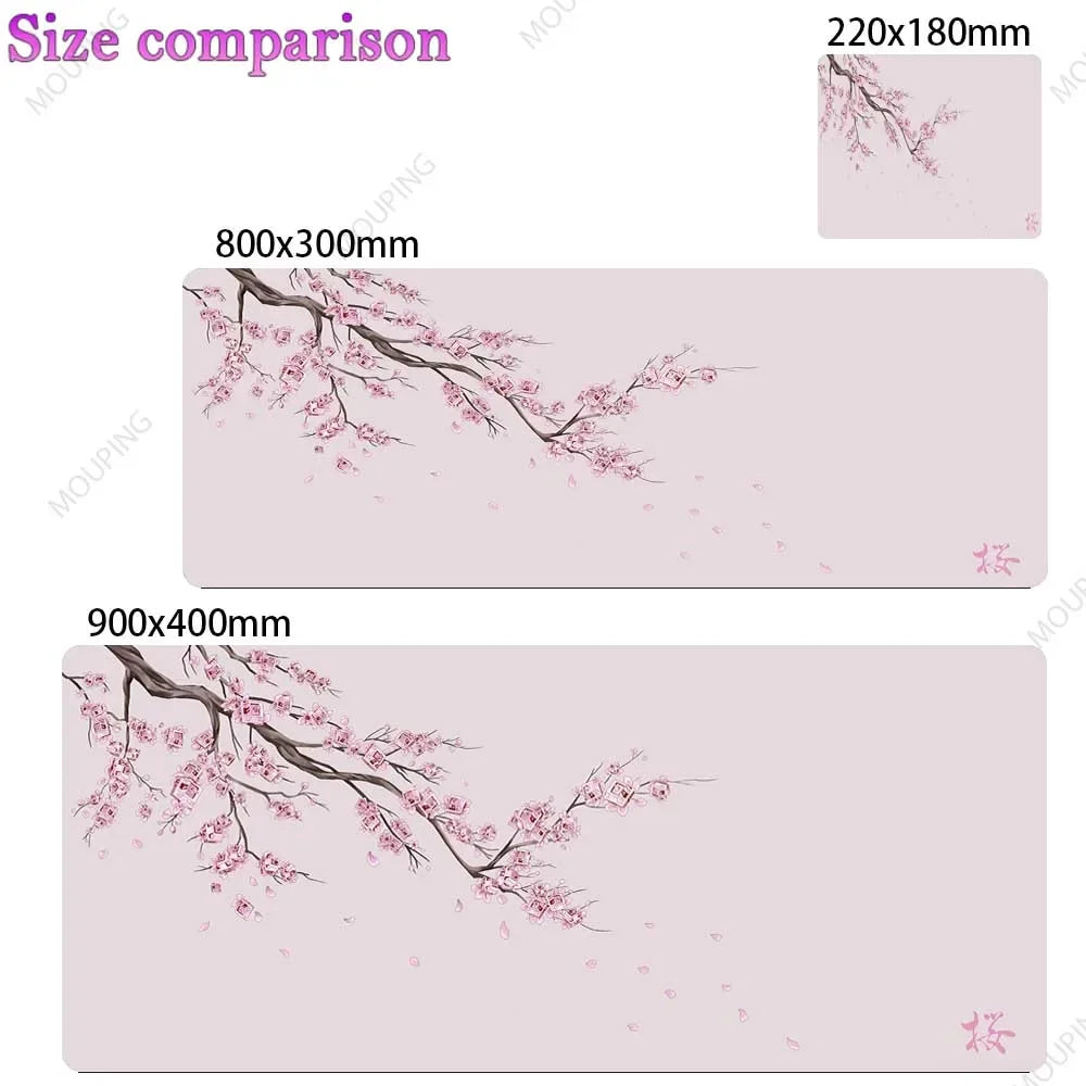 Japan Cherry Blossom Mouse Pad Gray Laptops Gaming Deskmat Sakura Mousepad Anime Office Carpet Gamer Keyboard Computer Desks