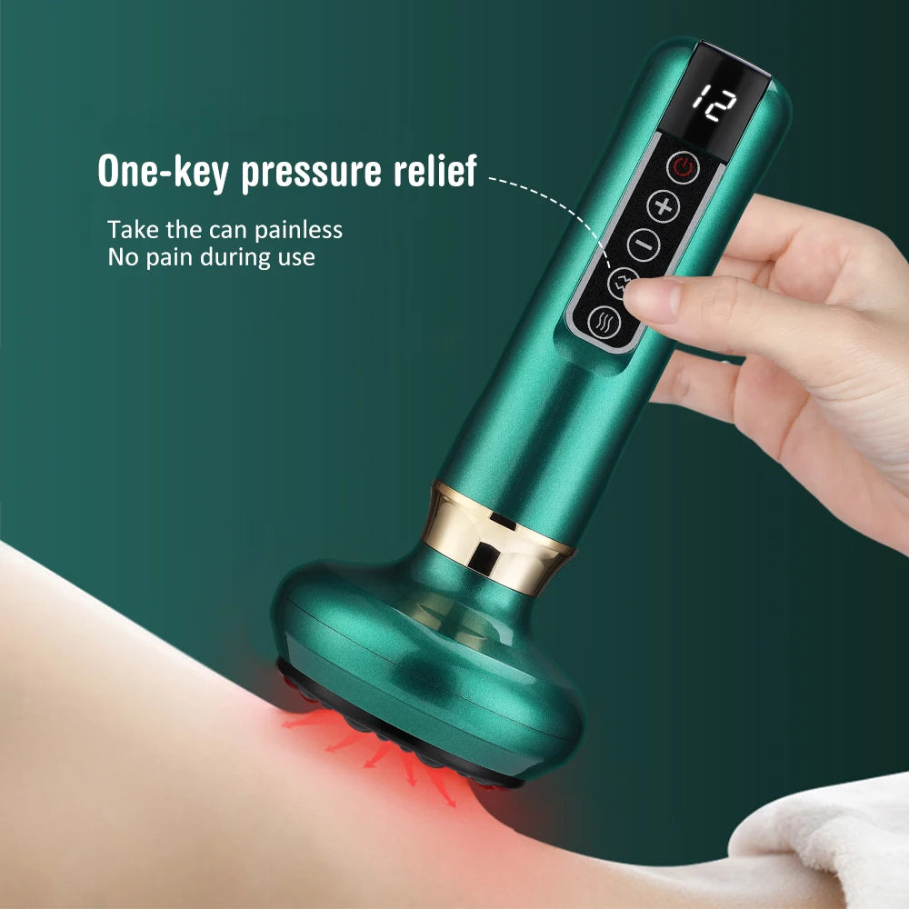 6/12 Speed Electric Cupping Massager Vacuum Suction Cup GuaSha Anti Cellulite Beauty Health Scraping Infrared Heat Body Slimming