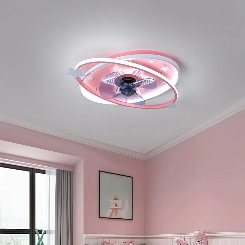 with light small ceiling fan Led kids light with fan Chandelier For Home Bedroom Lamp 3 Color Dimmable remote control fan light