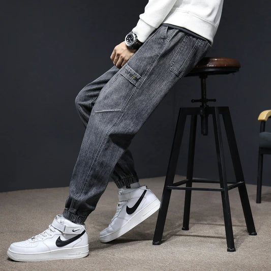 Jeans Men's Fall 2025 New Loose Leg Harem Pants Men's Elastic Waist Casual Pants