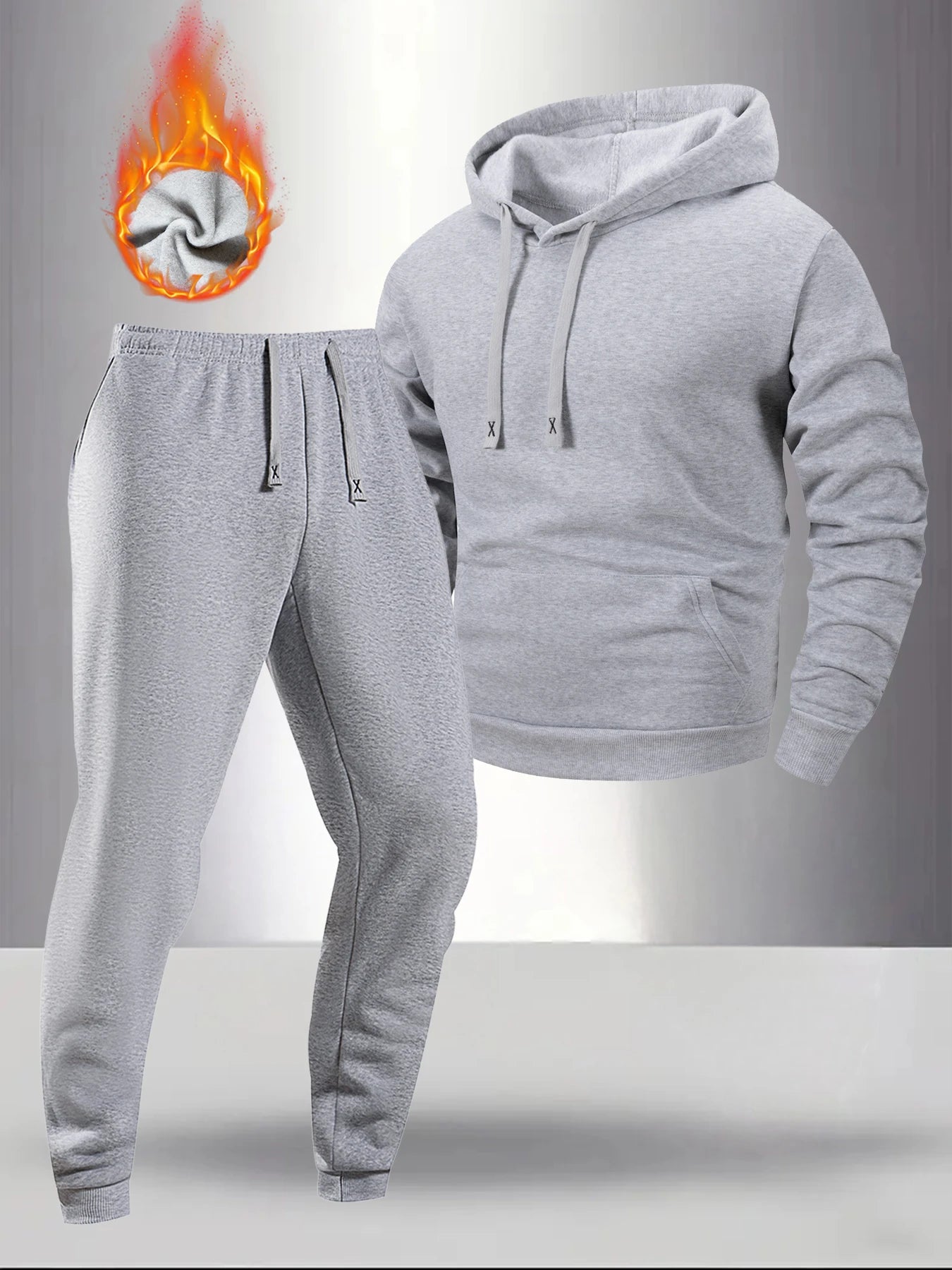 Men's Casual Tracksuit Spring and Autumn Solid Color Hoodie+pants Two-piece Set Outdoor Warm Daily Sportswear Male Pullover Set