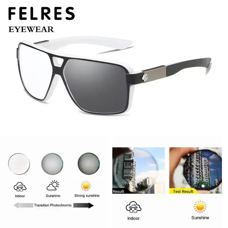 Sport Large Frames Photochromic Reading Glasses Men Clear Lens Color Changing Optical Eyeglasses Readers Customized Diopter +1.5