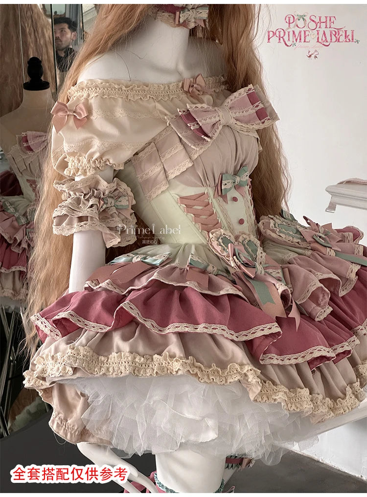 Sweet Cute Girls Lolita Clothing Accessories Set Princess Ribbon Lace Bow Headband Choker Necklace Bracelet and Leg Ring