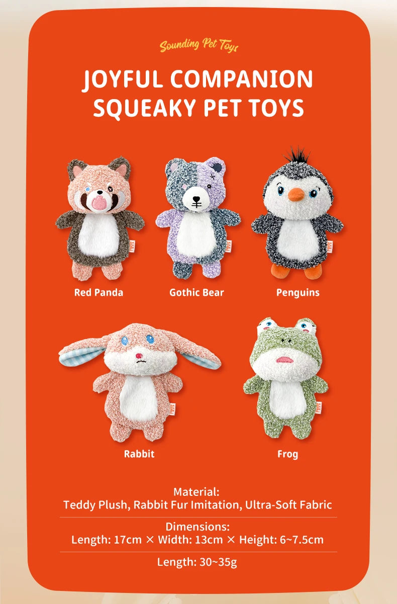 Cute Small Animal Dog Plush Toys Full Body Rattle with Built-In Squeaker Interactive Pet Playtime Toy to Reduce Loneliness