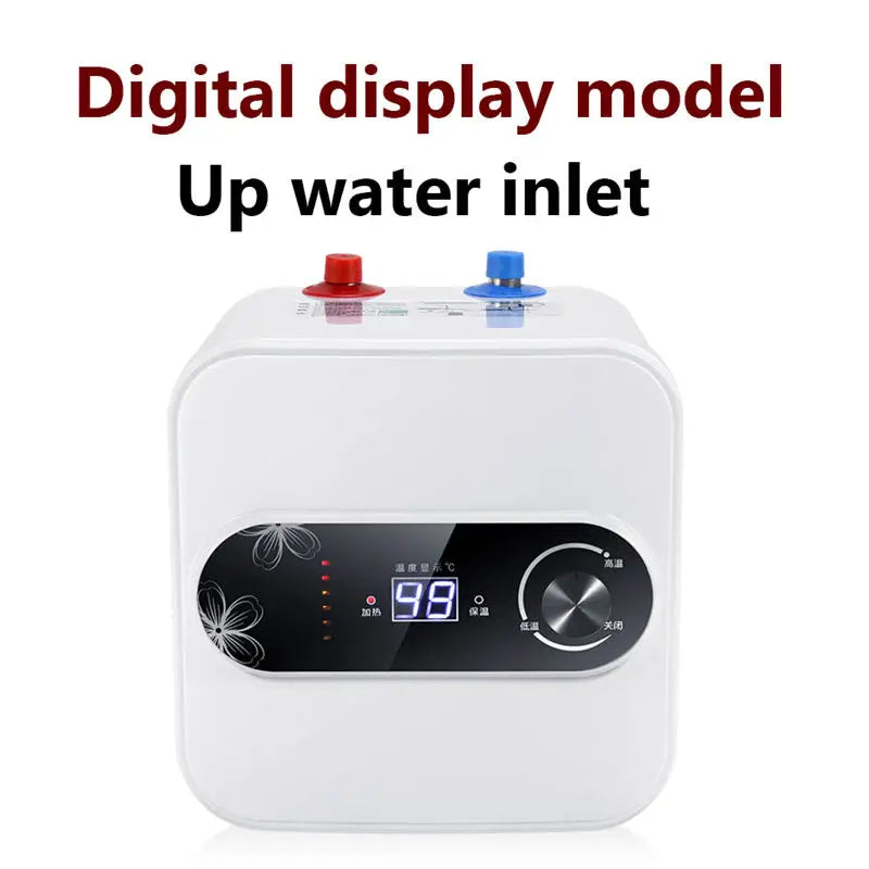 8L Water Storage Instant Electric Water Heater Rapid heat Insulation Digital display Thermostat Knob Control Up Down Water Inlet