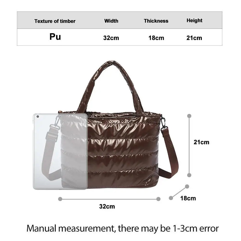 Large Tote Padded Handbags Designer Quilted Women Shoulder Bags Luxury Nylon Down Cotton Crossbody Bag Winter Tote Big