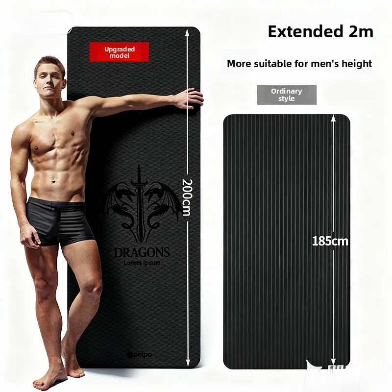 Extended and Widened Men's Yoga Mat Indoor Non-Slip Fitness Mat Beginner Yoga Mat Thickened Exercise Shaping Floor Mat