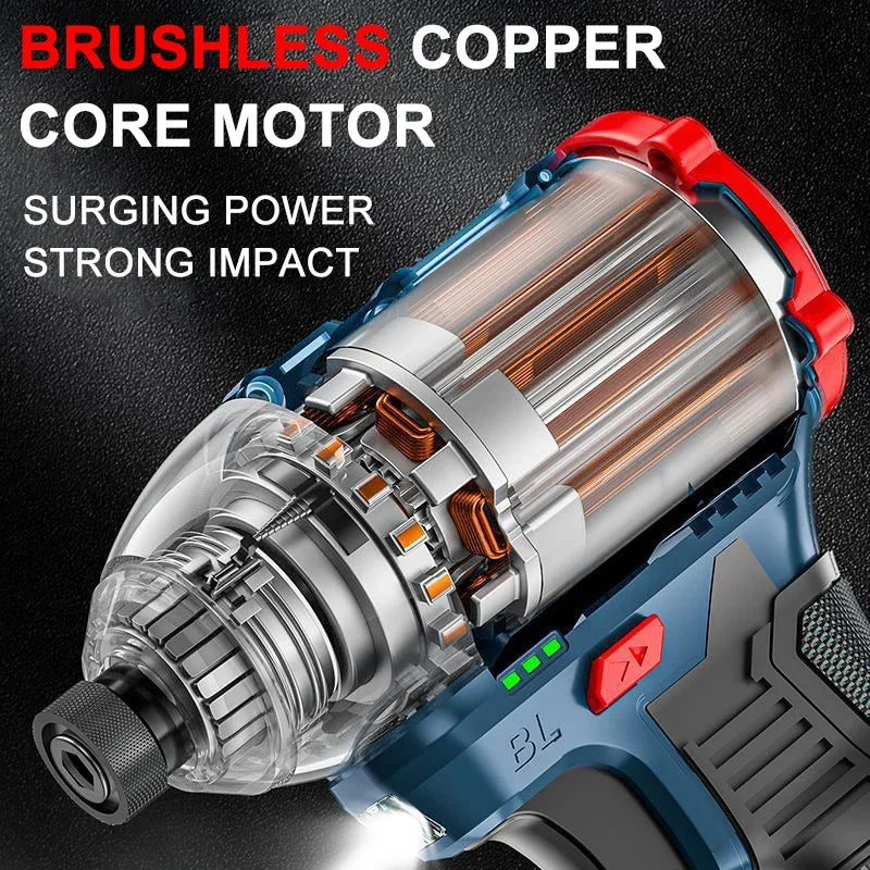 16.8V Brushless 70N.m Electric Cordless Drill 160N.m Impact Driver Screwdriver Household Multifunction Hit Power Tools