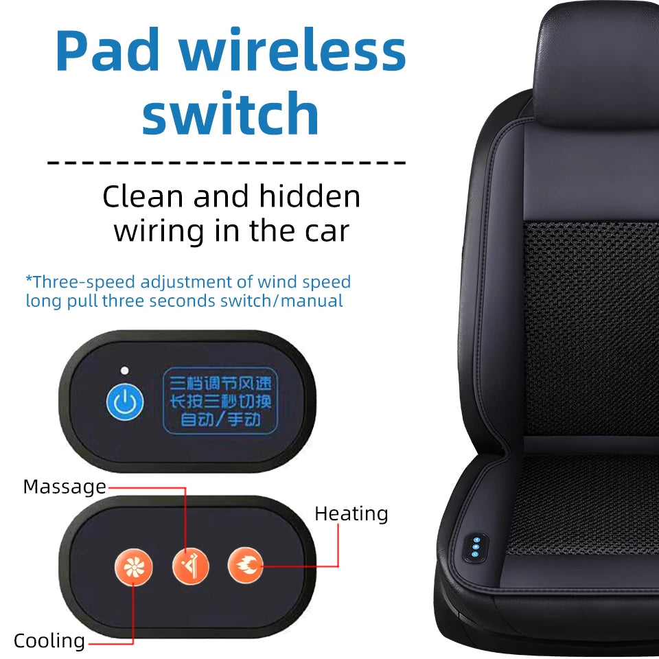 10 Hidden Fans 3 In1 Car Seat Cover Cooling Heating Massage Multi-Functional Seat Car Cool Air Seat Cushion Fast Blow Seat Cover