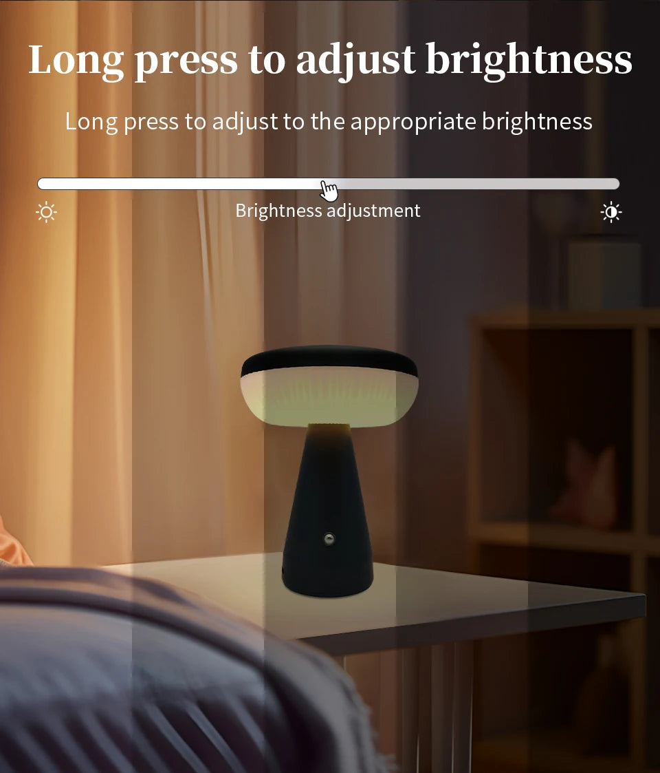 Minimalist Nordic Mushroom LED Desk Lamp Touch Dimming Bedhead Night Light Reading Light Restaurant Bedroom Decorative Lighting