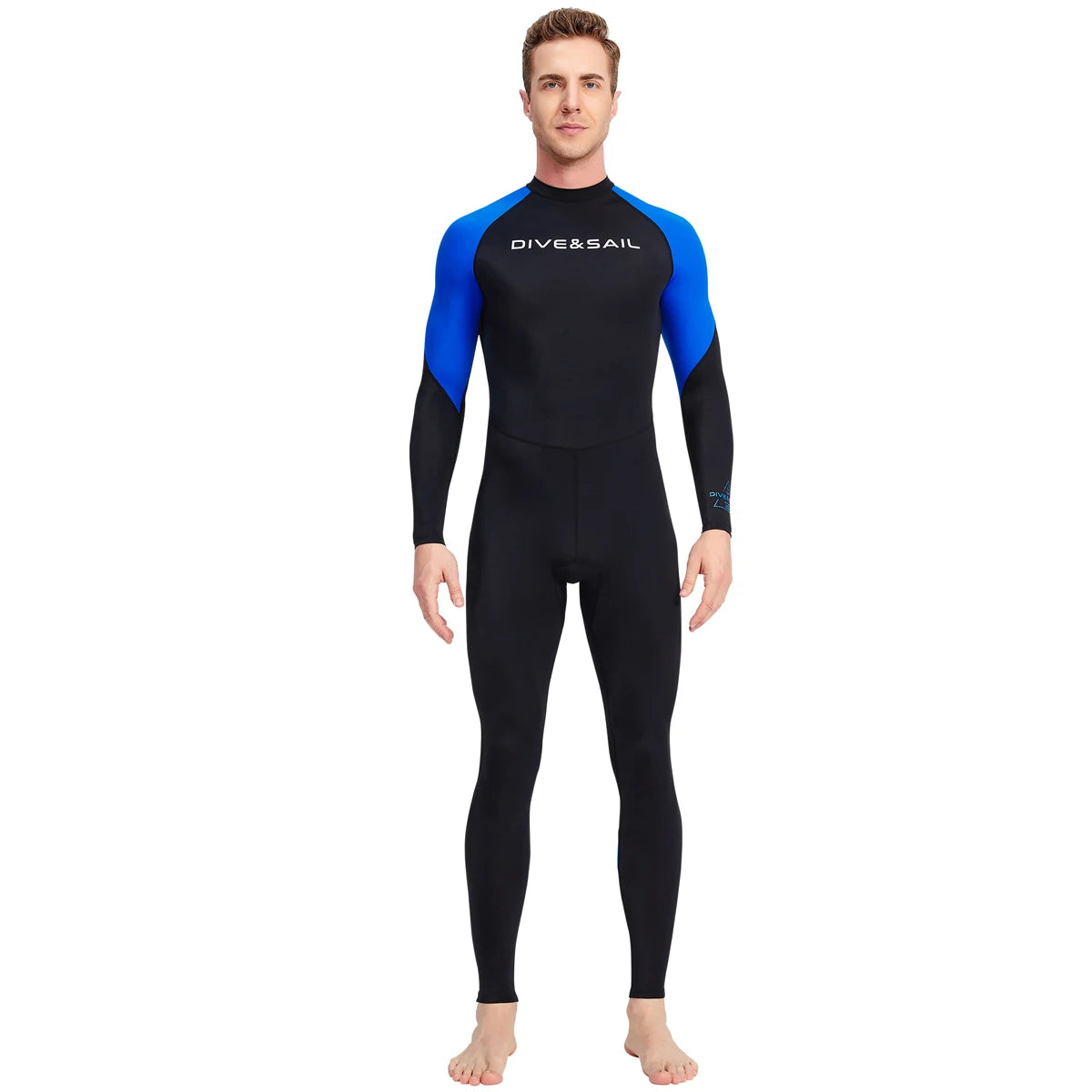 Summer Men's Long-sleeved One-piece Swimsuit Lightweight Breathable Beach Surfing Swimming Sunscreen Quick-drying Clothesdropshi