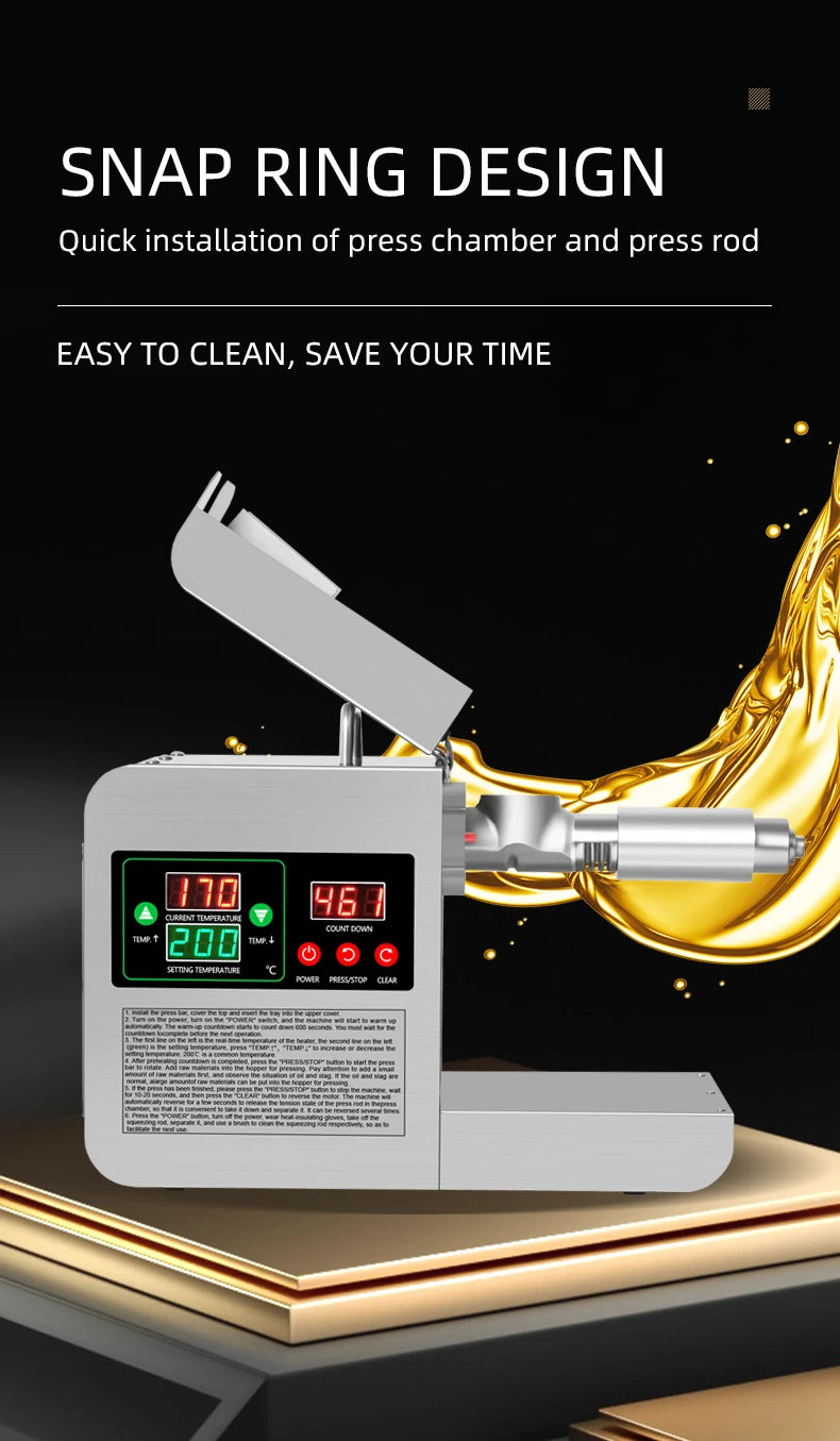 DIVEDEER Oil Press Home Automatic Multifunctional Commercial Oil Dreg Peanut New Oil Machine Intelligent Oil Press Machine X8S