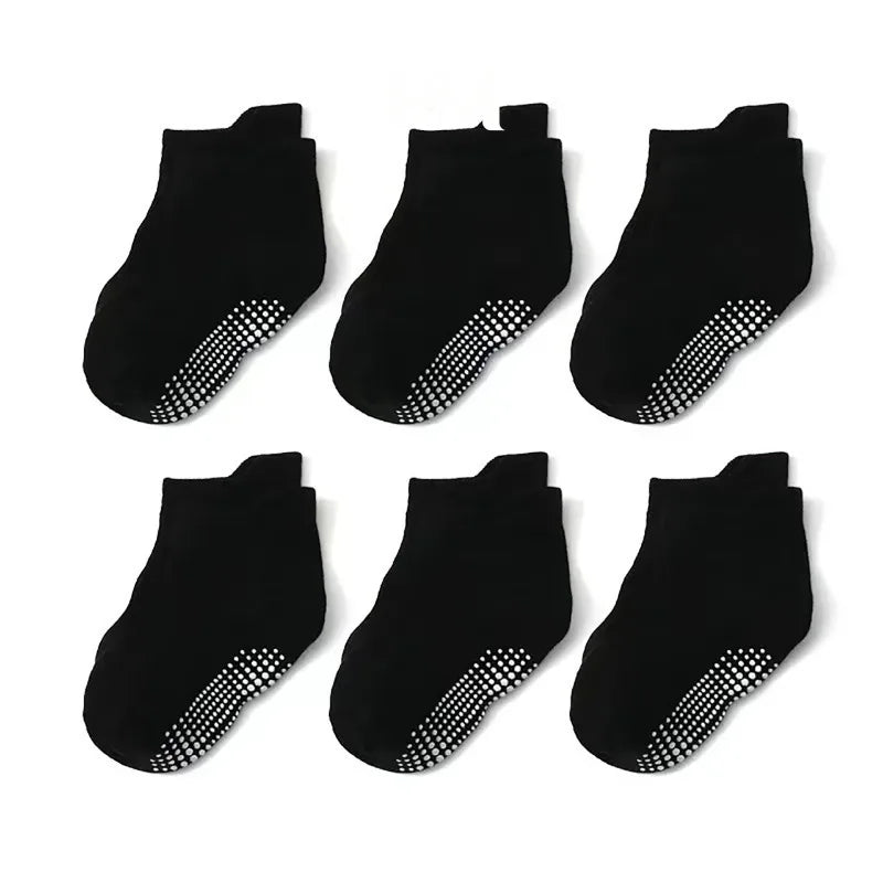 6Pairs Baby's Non-slip Floor Socks For Toddler Kids Boys Indoor Activities Learn To Walk Ankle Socks