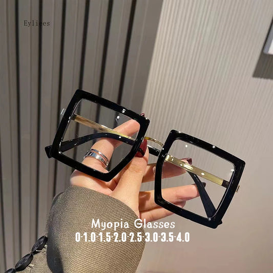 Fashion Myopia Glasses for Women Men Square Transparent Eyeglasses Retro Minus Diopter Eyeglasses Optical Prescription óculos