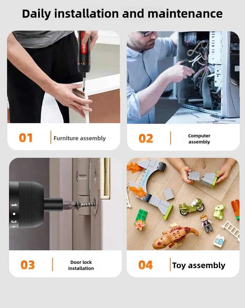 8-Speed Torque Cordless Electric Screwdriver Rechargeable 2000mAh Mini Drill 3.6V Power Tools Set Household Maintenance Repair