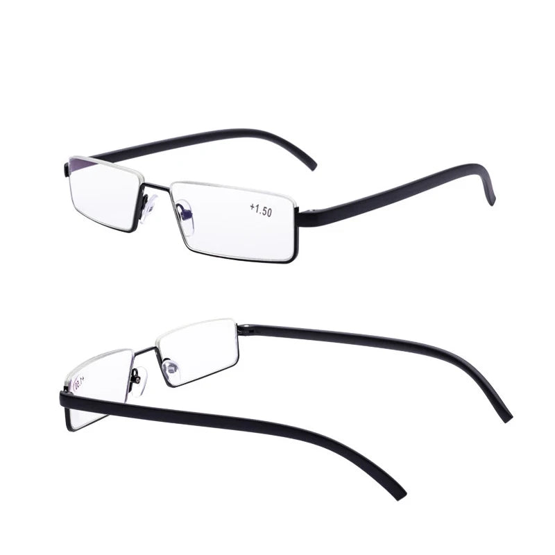 Metal Anti-Blue Light Reading Glasses Men Half Frame Prescription Eyeglasses Male Reading Glasses