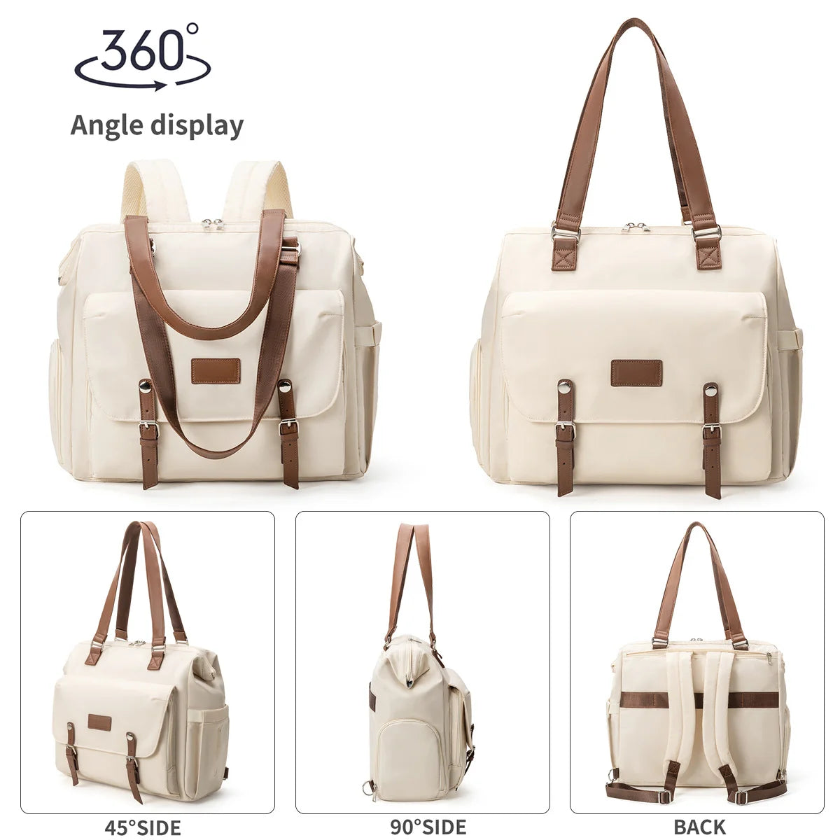 Large Capacity Multifunctional Nylon Mommy Backpack, Vintage Diaper Baby Stroller Changing Pad Fashionable and Large Capacity
