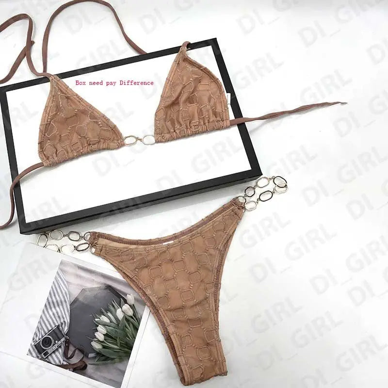 2025 Summer New Women's Outdoor Beach Swimsuit Sexy Hanging Neck Strap Split Bikini