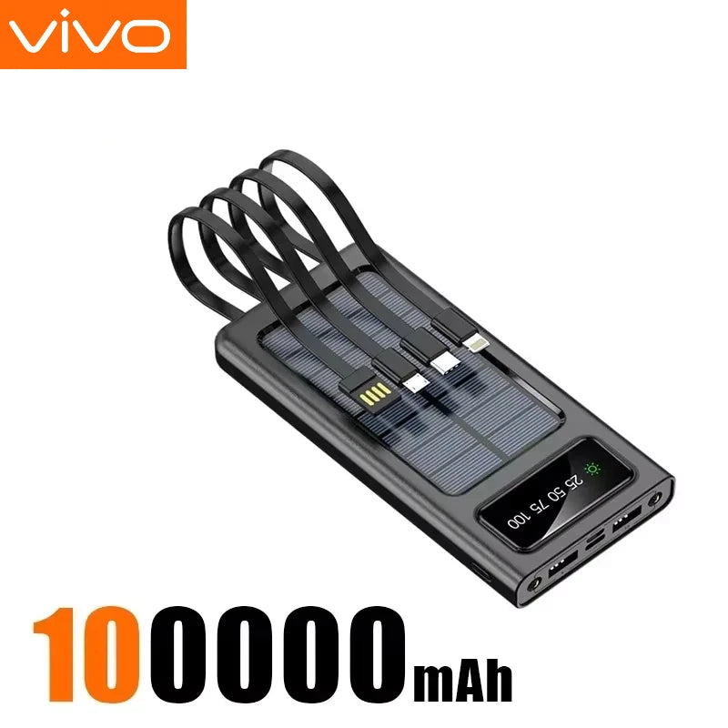 VIVO 5000000mAh Solar Power Bank Portable High Capacity Fast Charge External Battery with Flashlight Powerbank for All Phones