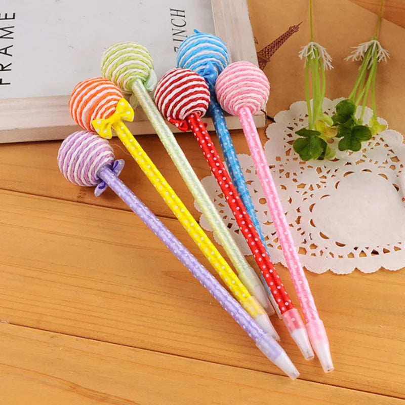 6 Piece Creative Lollipop Candy Ballpoint Pen Stationery