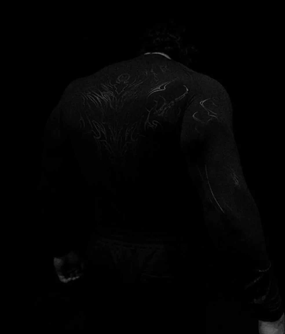 Men's High-neck Printed Tight-fitting Clothes For Fitness Training Quick-drying Clothes Elastic And Breathable For Exercise