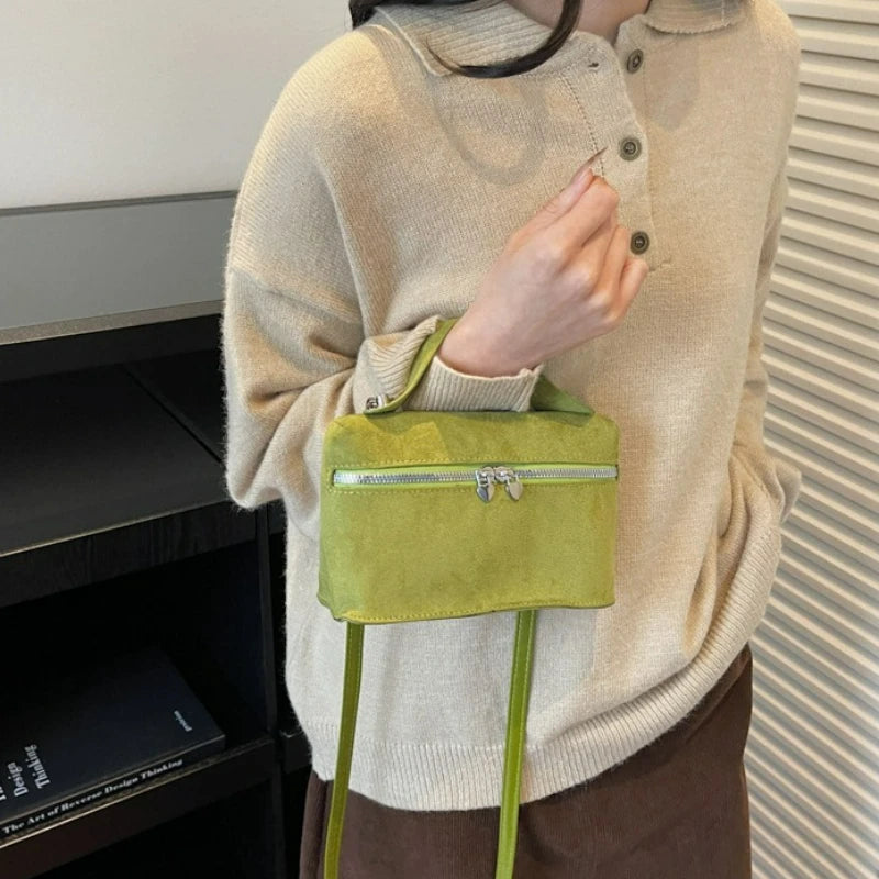 Luxury Suede Versatile Shoulder Bag  Purse Fall Winter Retro Matte Crossbody Handle Bag for Women Texture Simple Satchels Bag