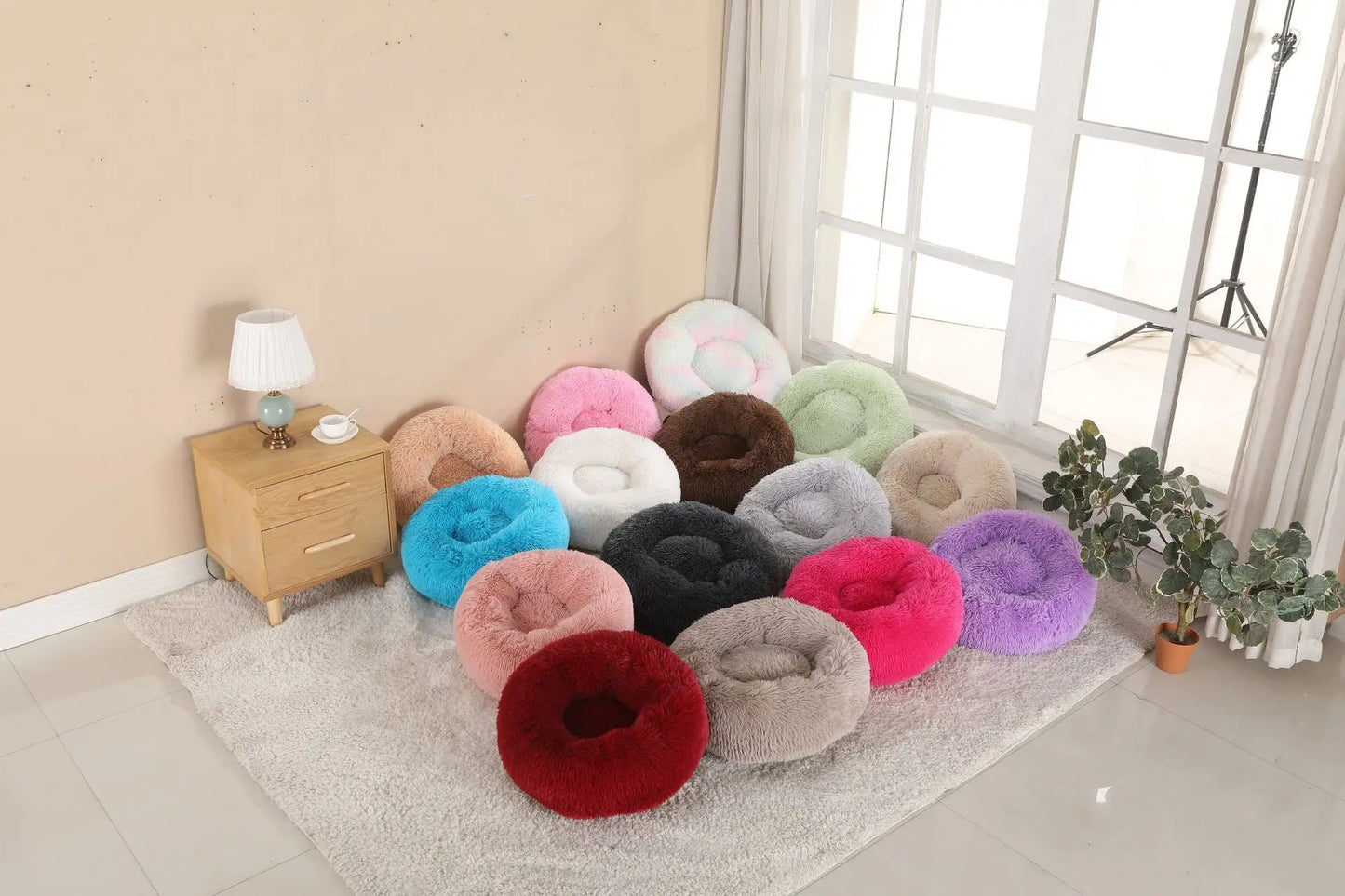 Home Plush Pet Nest Winter Cat Nest Dog Nest Warm Detachable and Washable Round Cat Nest Pet Bed Seasonal Universal Decoration
