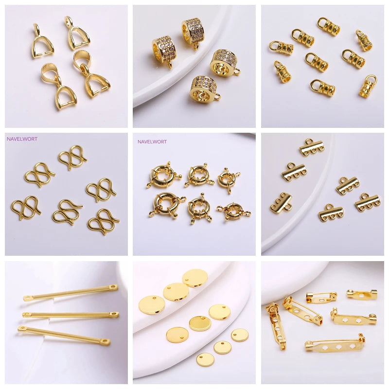 18K Gold Plated Brass Stripe Crimp End Beads Stopper Open Crimp Beads Covers DIY Handmade Crafts Accessories For Jewelry