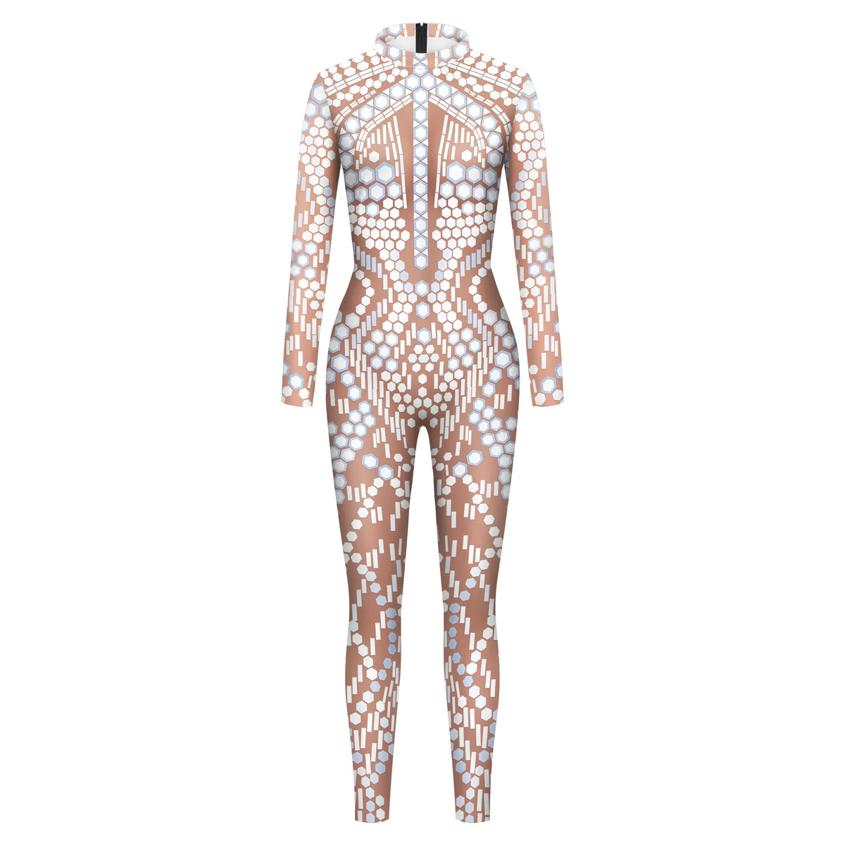 Halloween Cosplay Costume Shiny Sexy Lace Sequins Pattern 3D Printed Slim Bodysuit Theme Party Role Playing Jumpsuit for Women
