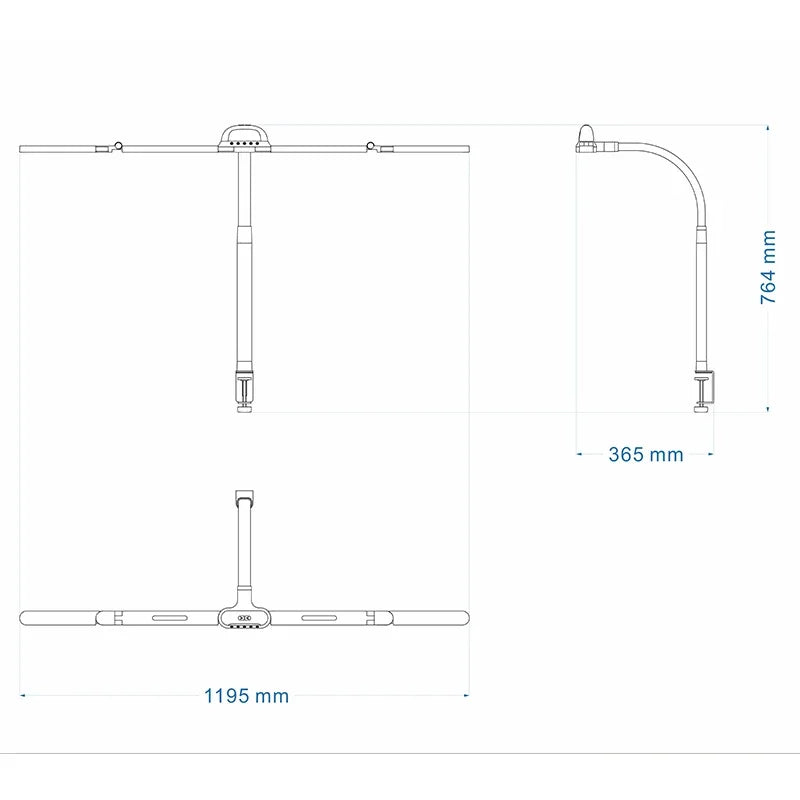 LED Full Spectrum Eye-Caring Architect Desk Lamp with Clamp Flexible Gooseneck 120cm Foldable 4-Head Stepless Dimming Lamp