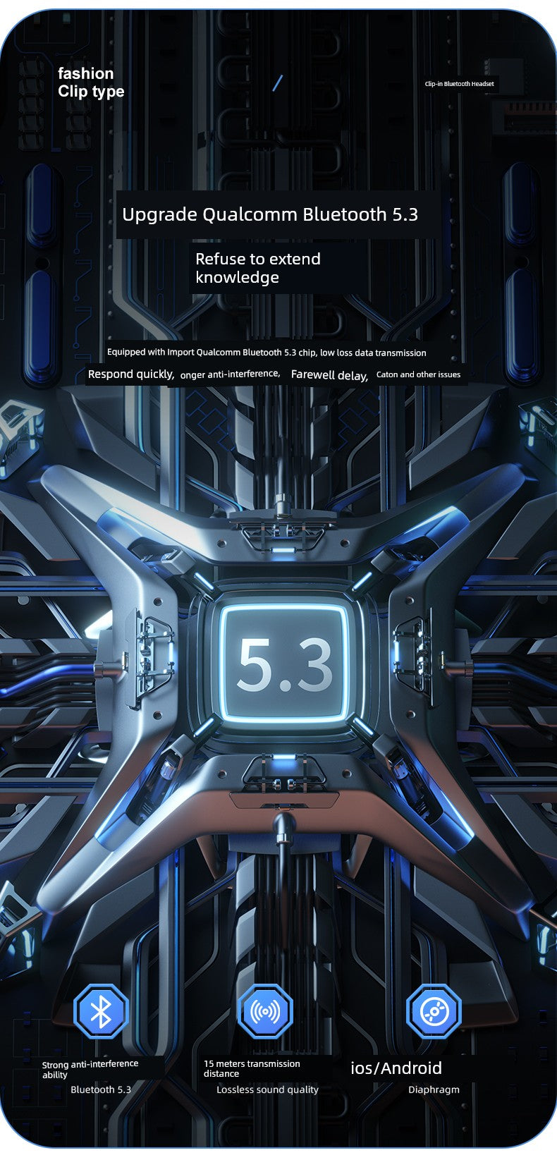 Non-Entry Ear Clip Bluetooth Headset Mini Running Painless Driving Rider Take-out Sports Single and Double Ear Hanging Long Standby