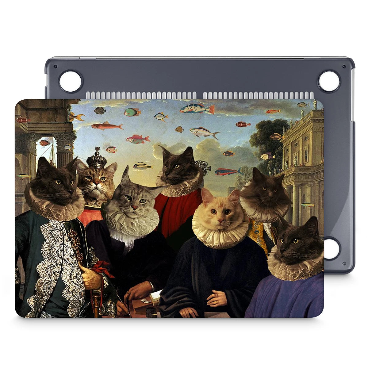 The Crown Cat Hard print case for MacBook 2025 M4 Air Pro 13 14 16 M2 2022 2023 A2681 A2779 A2780 Retina A1502 A2337 M1 A2289