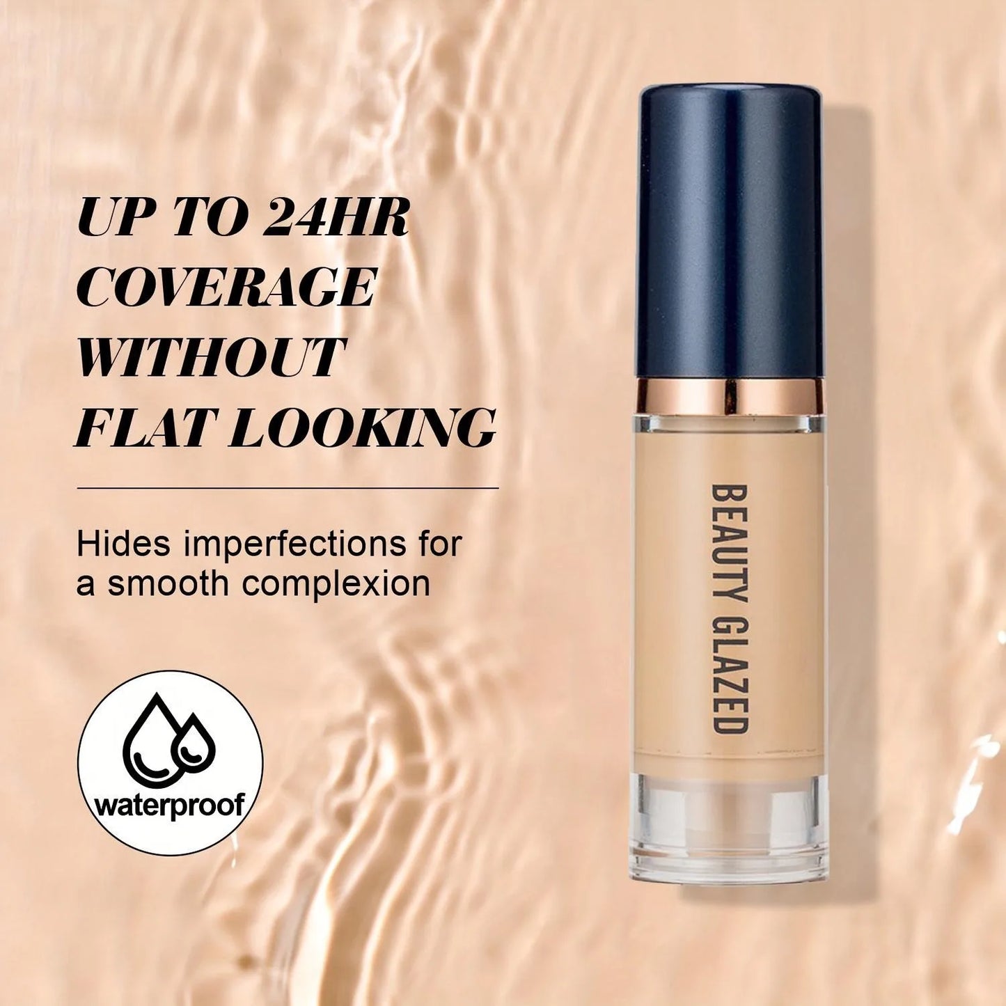 BEAUTY GLAZED 3Pcs Face Makeup Set, Matte Long Lasting Waterproof Liquid Foundation+Primer+Puff