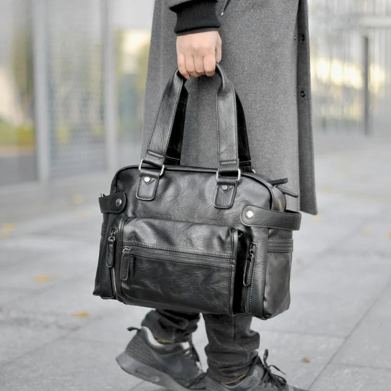 Luxury Crossbody Bags Men Handbag Large Capacity Travel Tote Soft PU Leather Business Men's Crossbody Bag Shoulder Messenger Bag