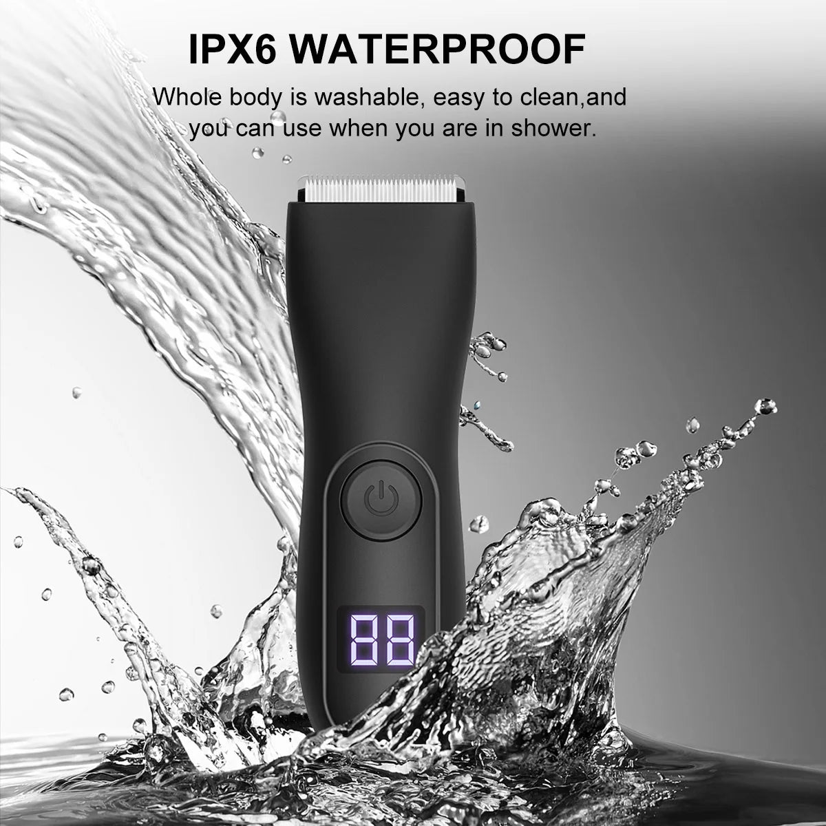 IPX6 3-in-1 Body/Beard Trimmer - Cordless USB-C Fast Charge, Ceramic Blades, Wet/Dry Grooming