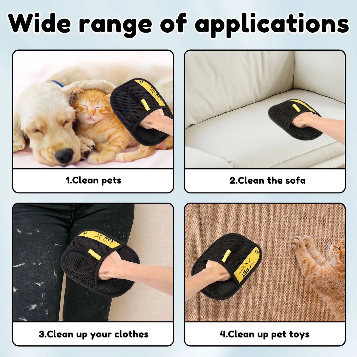 3 Pcs Pet Hair Remover Glove Reusable Static Removal Gloves Double-Sided Cat Dog Grooming Gloves Hair Removal Tool Pet Supplies