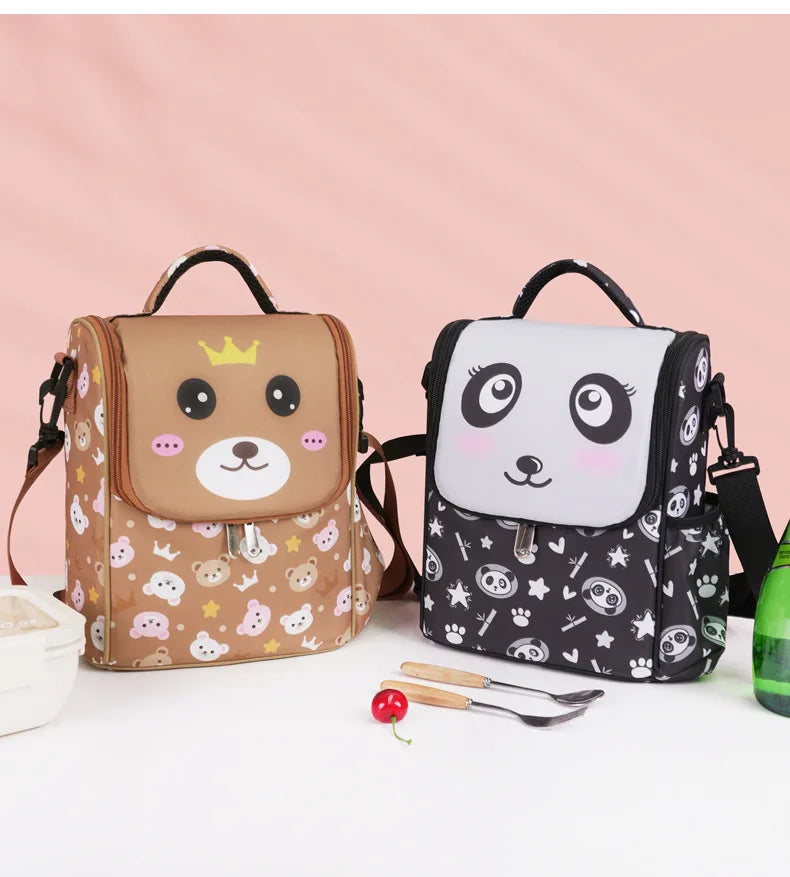 Children's Cartoon Portable Square Lunch Bag Ice Bag Student Insulation Meal Bag Traveing Outdoor Picnics Single Shouder Bag